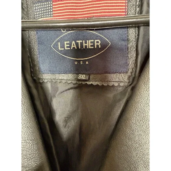 Vintage USA Leather Coat Women's 3X Black Button Front Jacket Pockets Soft 90's - Picture 3 of 12
